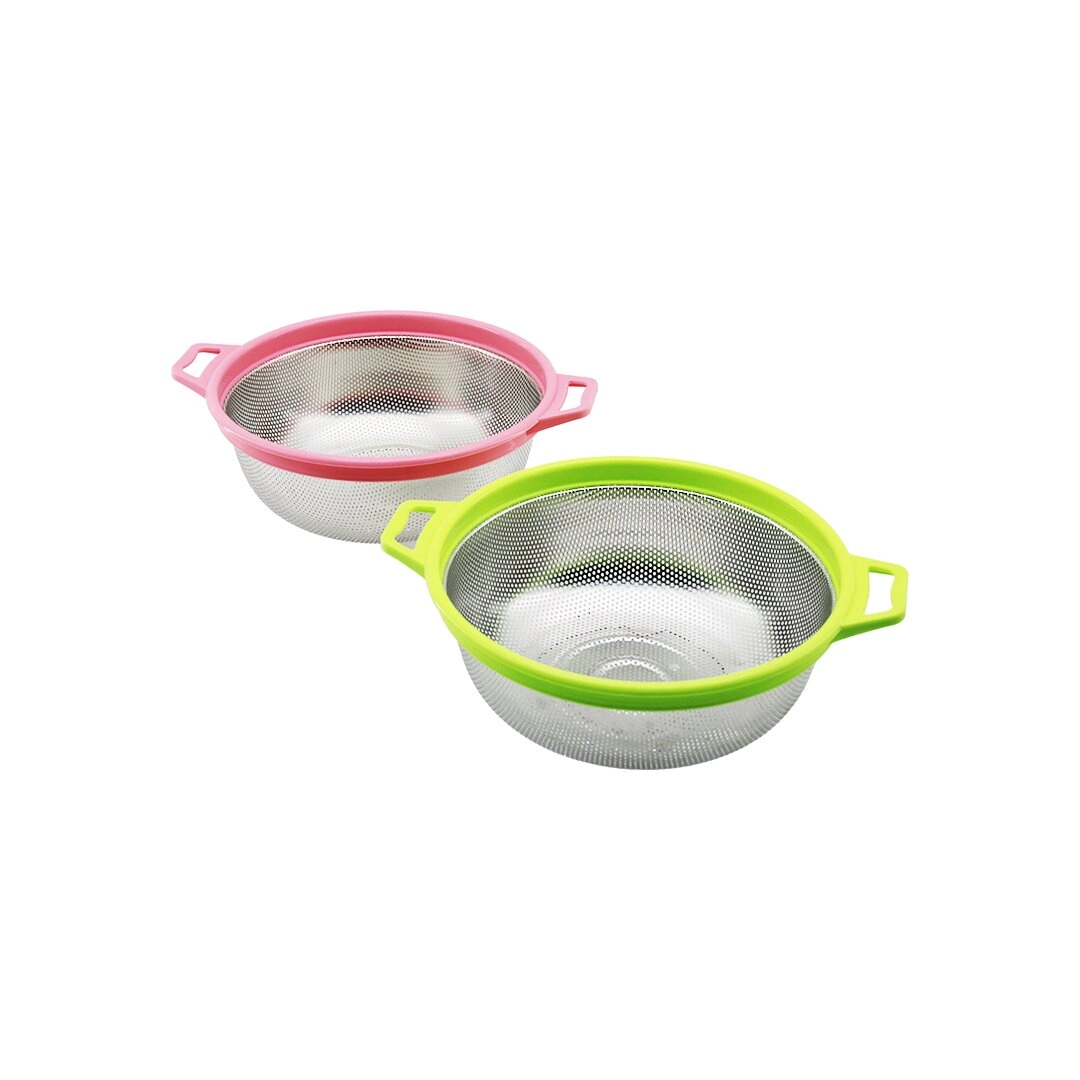 Şık Kulplu Metal Süzgeç 21 cm Renkli Plastik Çerçeve