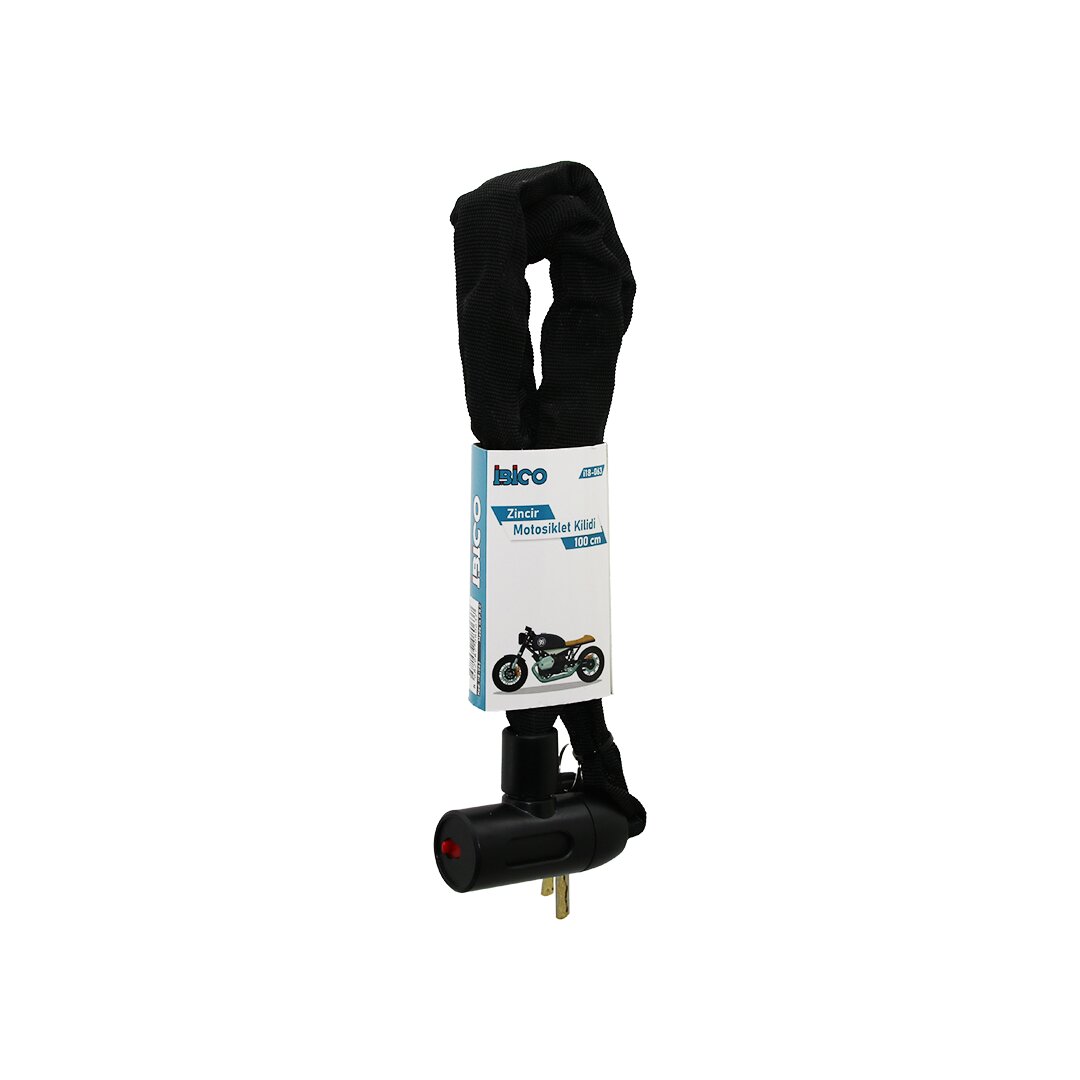 Zincirli Anahtarlı Motor - Bisiklet Kilit Bez Kılıflı Aç-kapa Kilit Kapak 100CM
