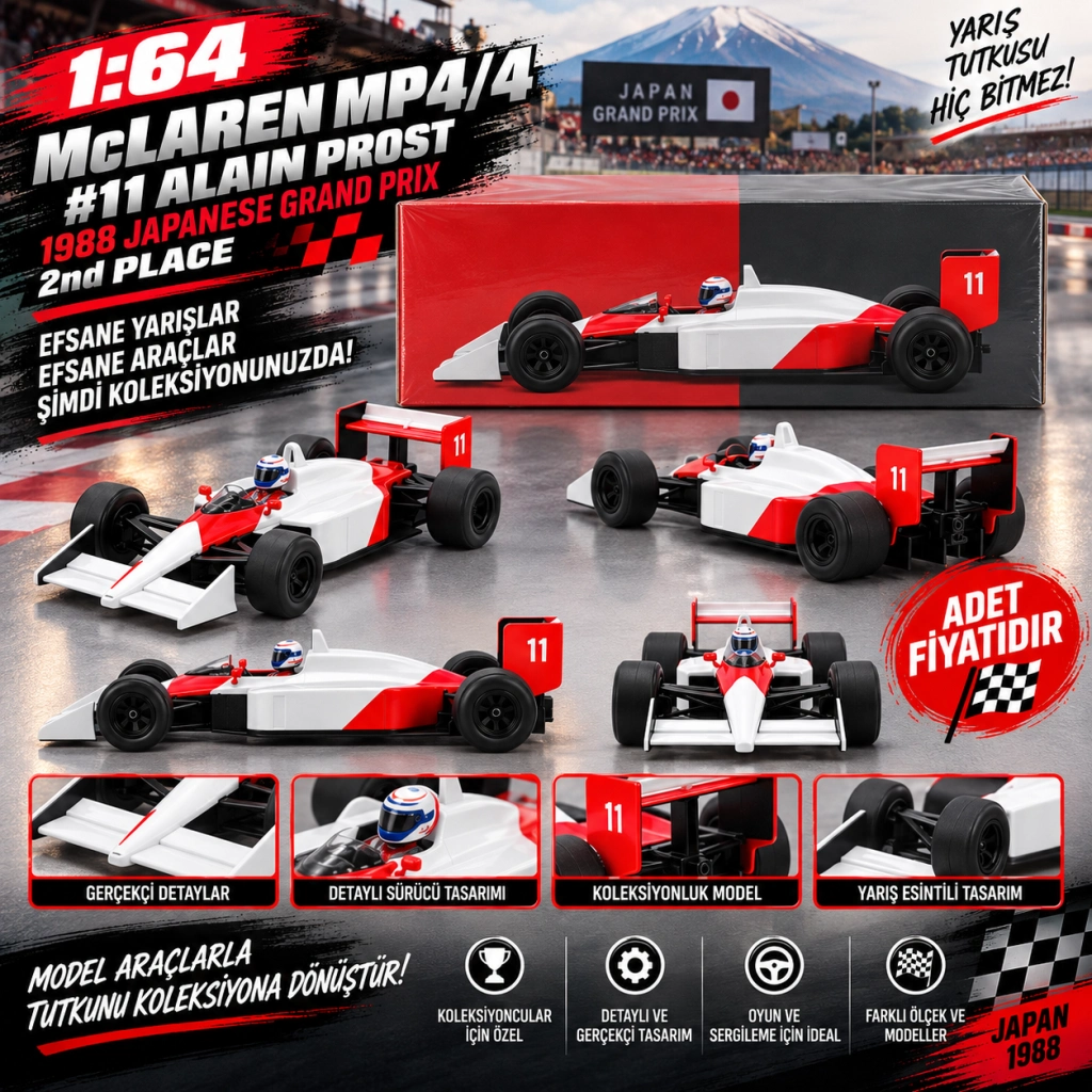 McLaren MP4 4 Alain Prost 1:64 1988 Japonya Grand Prix