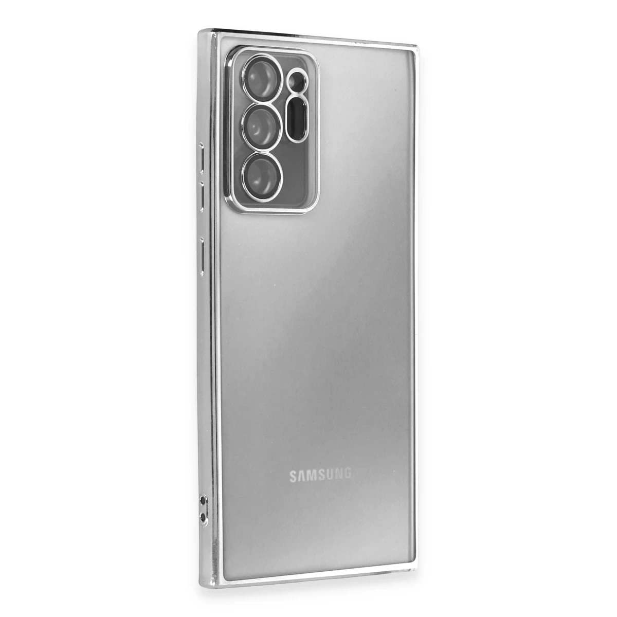 Samsung Galaxy Note 20 Ultra Kılıf Razer Lensli Silikon - Gümüş
