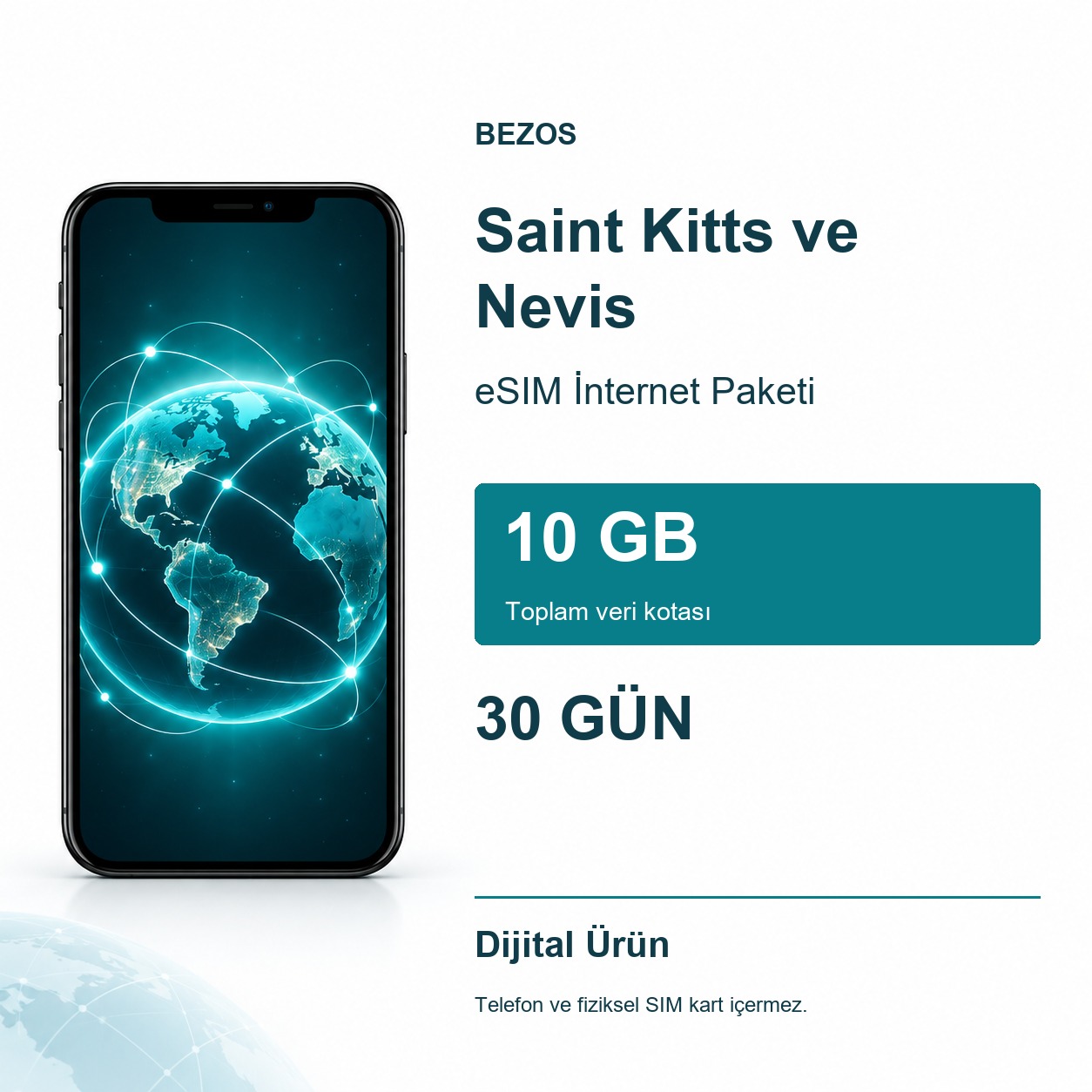 Saint Kitts ve Nevis eSIM İnternet Paketi 10 GB 30 Gün