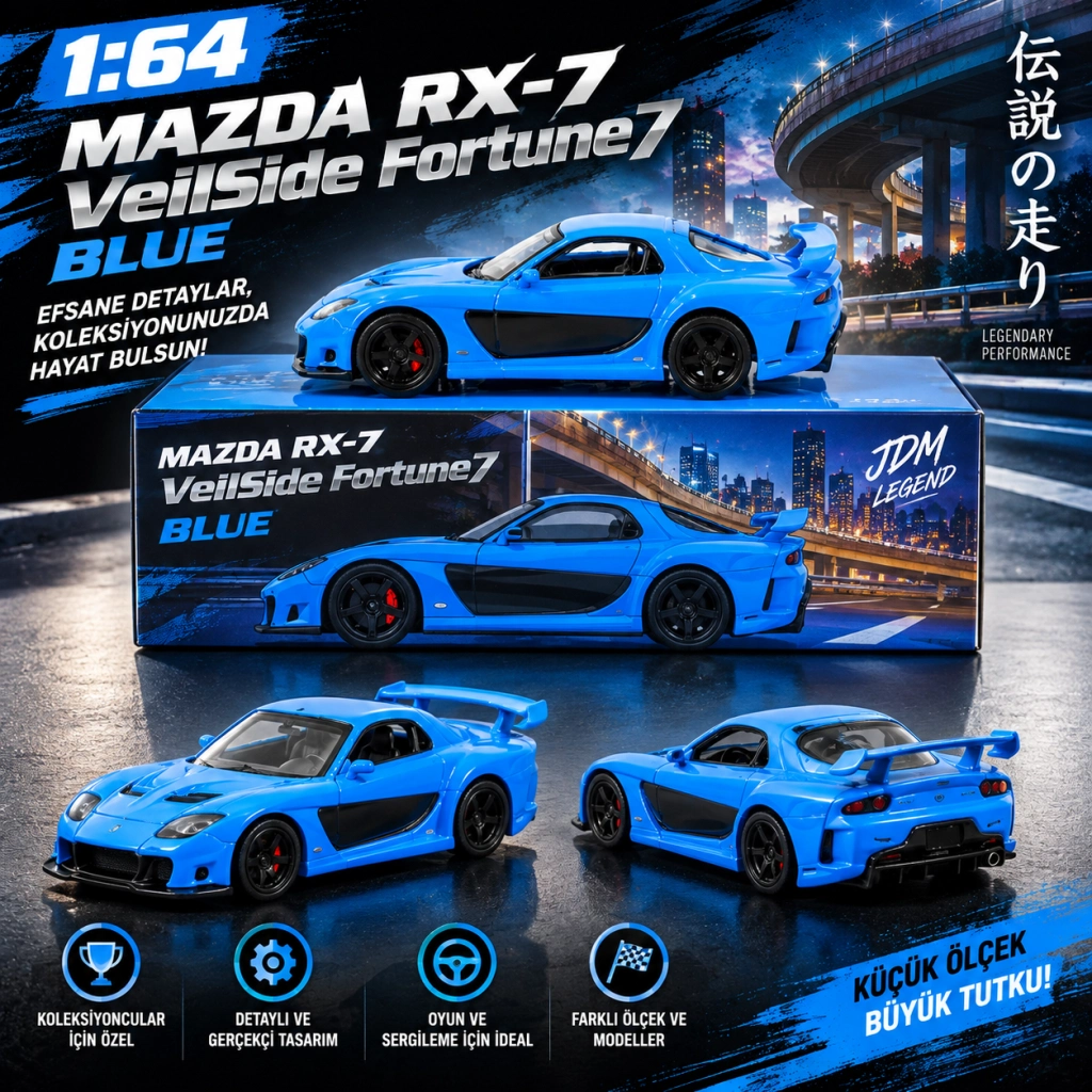 Mazda RX-7 VeilSide Fortune7 Mavi 1 Adet