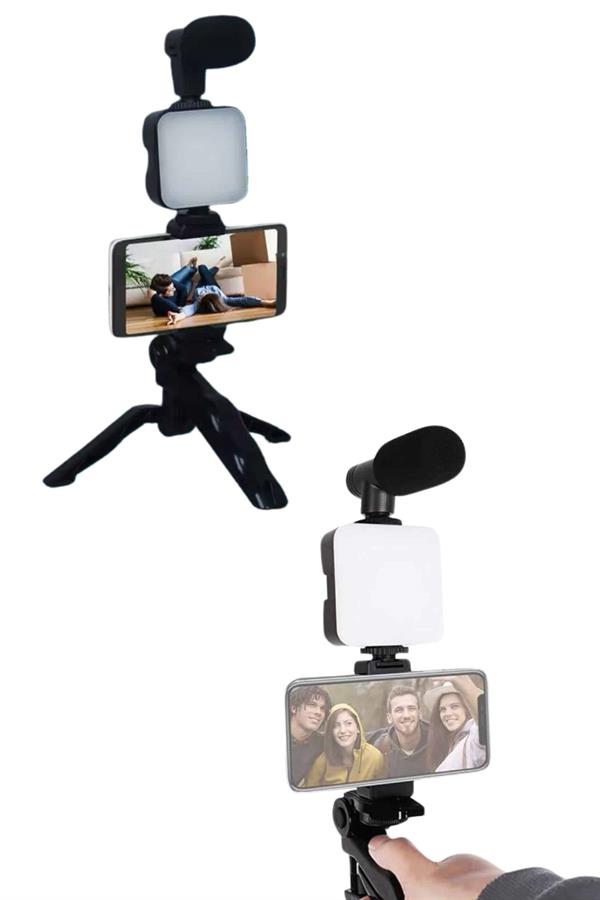 Video Making Kit Telefon Tutucu Vlog Video Mini Led Işıklı