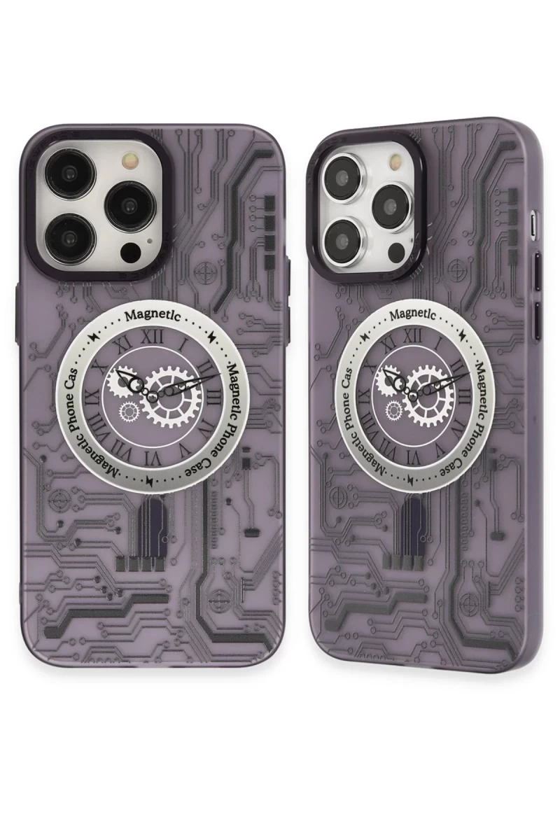 Apple iPhone 14 Pro Uyumlu Kılıf Apollo Magneticsafe Desenli Kapak - Apollo Mor - 5