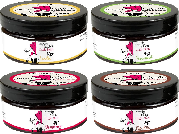Nipple Nibblers Erotictingle Çilek+Çikolata+Vanilla+Nane Aromalı Memeucu Hareketlendirici Balsam 50şer ml 4lü Göğüskremi Seti