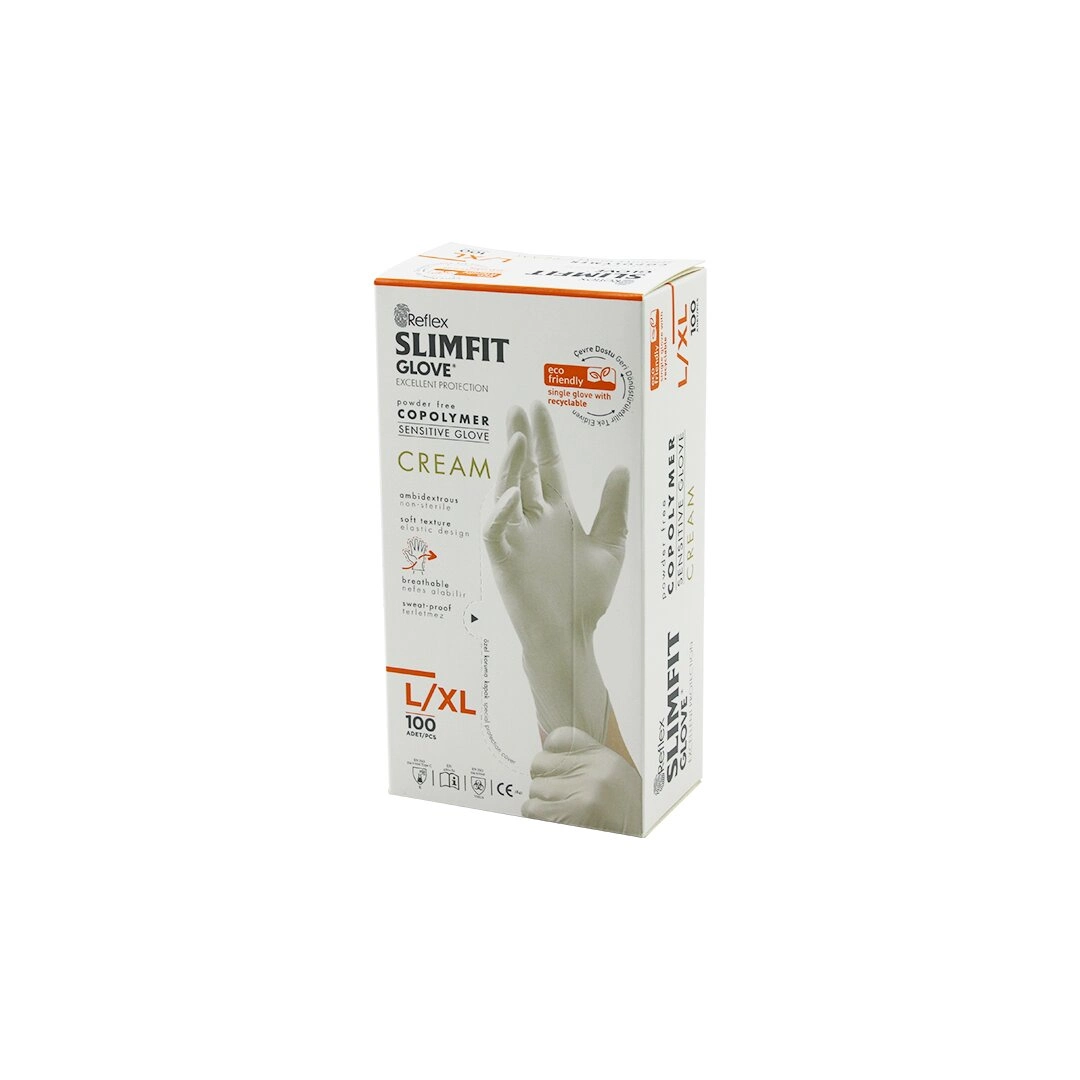 Krem Pudrasız Muayene Eldiven L-XL 100'lü Set