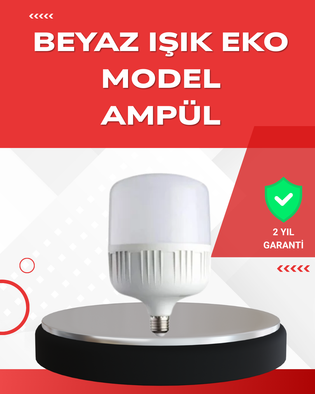 Elektrik Kesintileri İçin Şarjlı LED Ampul 30W E27 Beyaz Işık