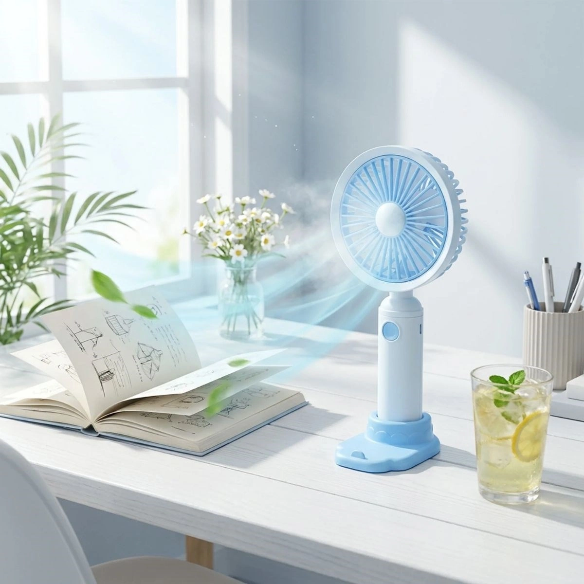 Taşınabilir Mini Fan Telefon Tutucu Özellikli 3 Kademeli