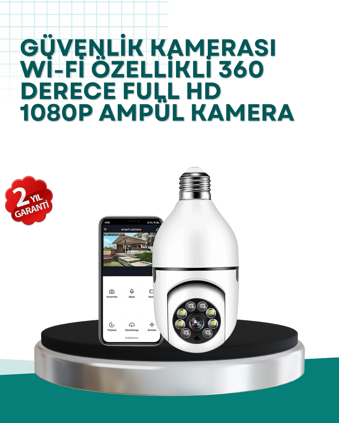360° Panoramik Görüntüleme Sunan Ampul Tipi Güvenlik Kamerası