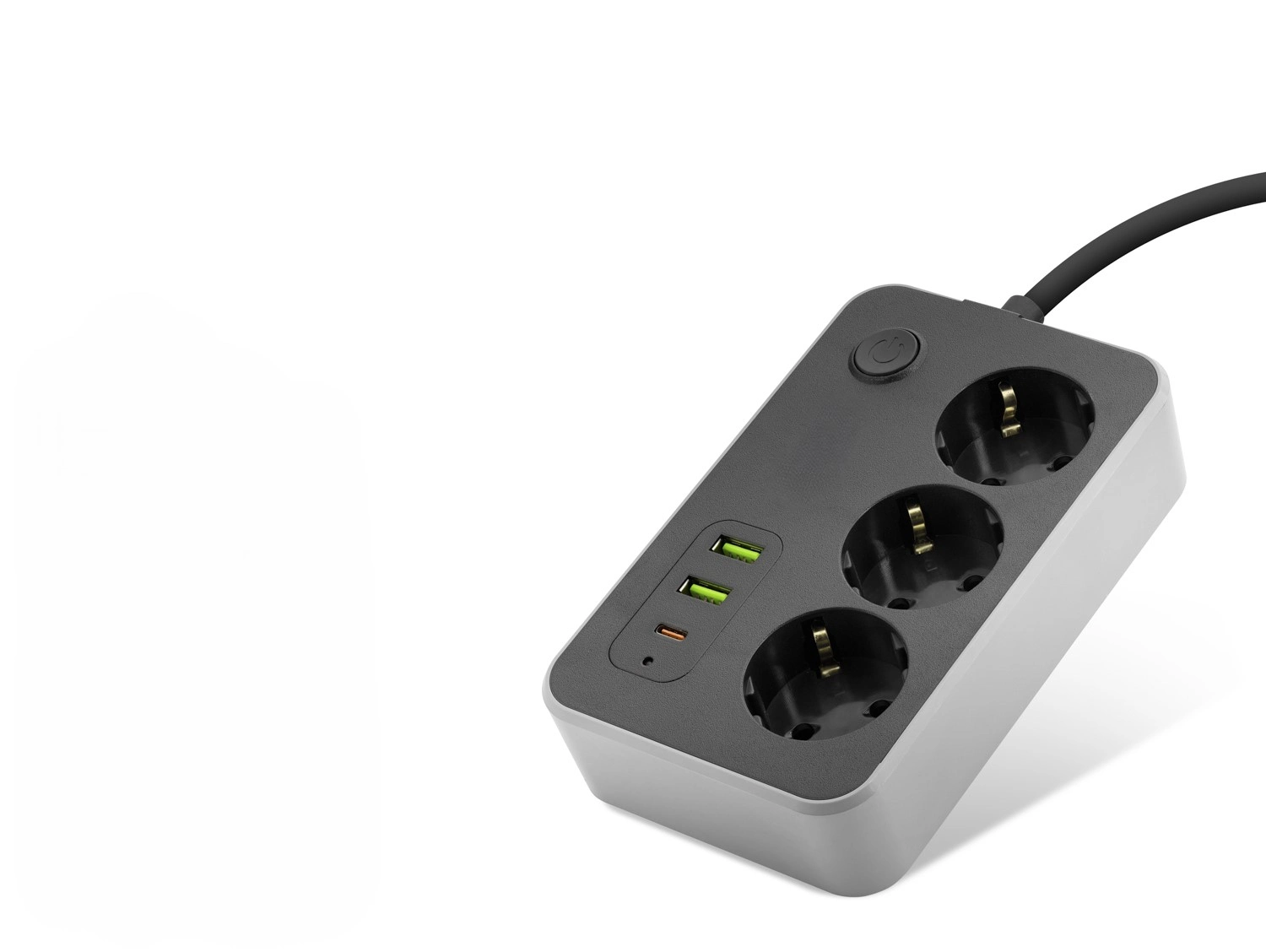 Anahtarlı Uzatma Kablosu 3 Priz 2 USB 1 Type-C 2 M Siyah