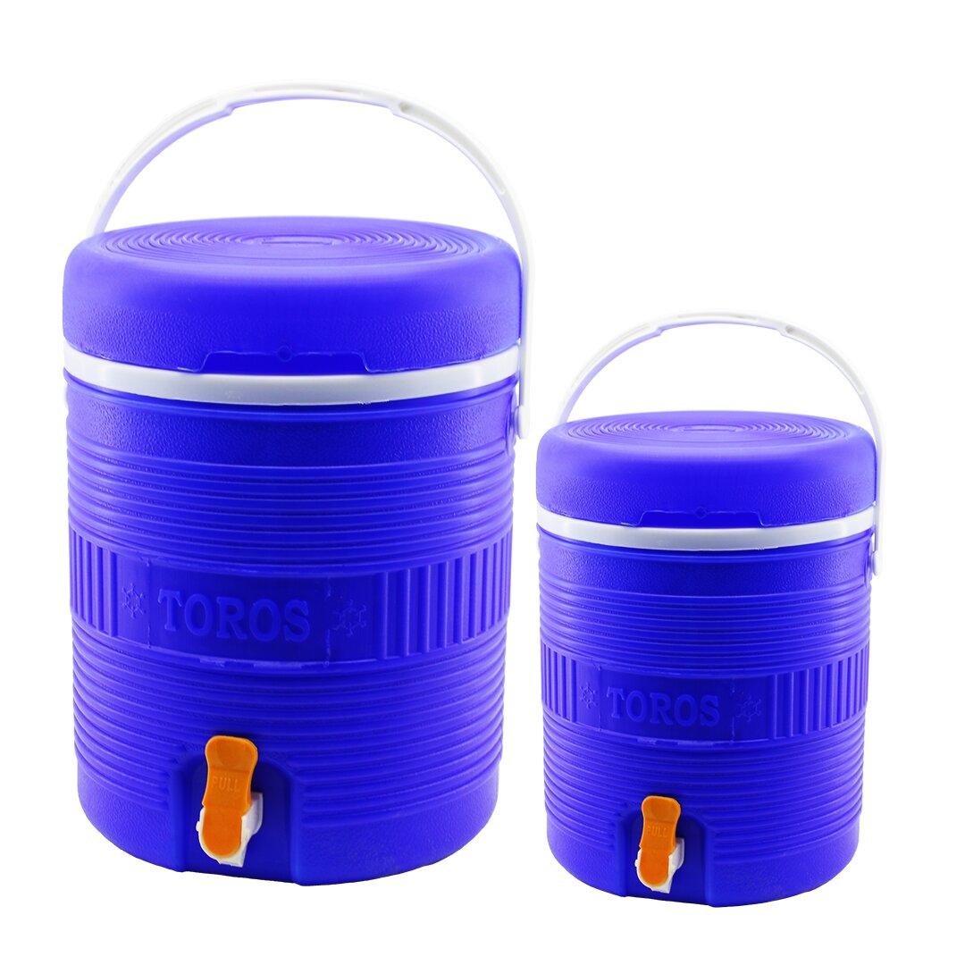 Toros 2Lİ SET=14+6LT Yuvarlak Termos Mavi Plastik Musluklu - Taşıma Kulplu BRKT-501575