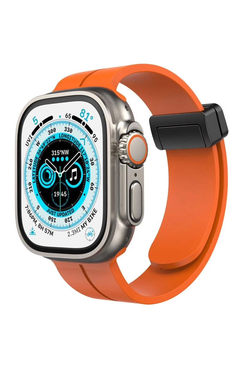 Apple Watch 42mm Uyumlu KR412 Elegance Stylısh Kordon - Turuncu