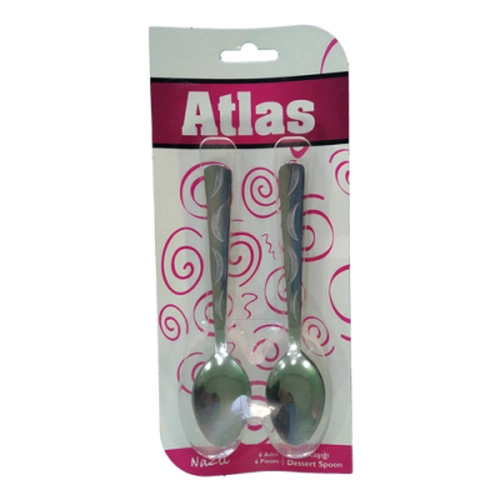 Şık Tasarımlı 6 Parça Metal Tatlı Kaşık Seti