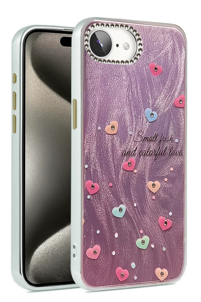 Apple iPhone 16E Uyumlu Kılıf Blade Aynalı Desenli Kapak - Desen 8