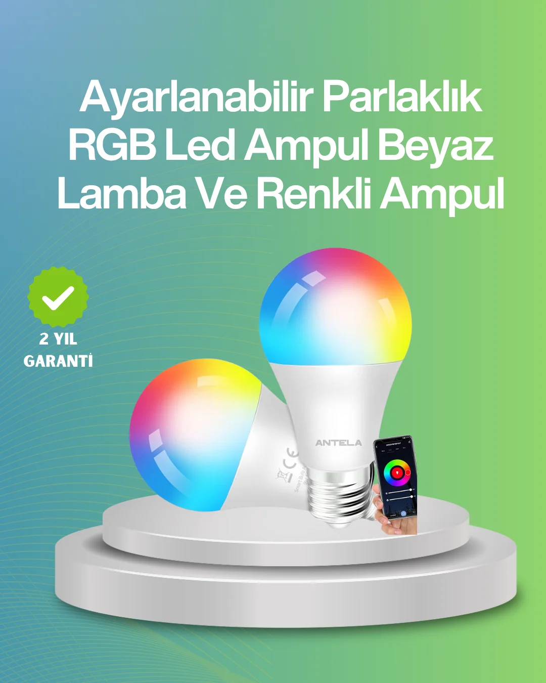Uzaktan Kumandalı Akıllı LED Ampul, Enerji Tasarruflu