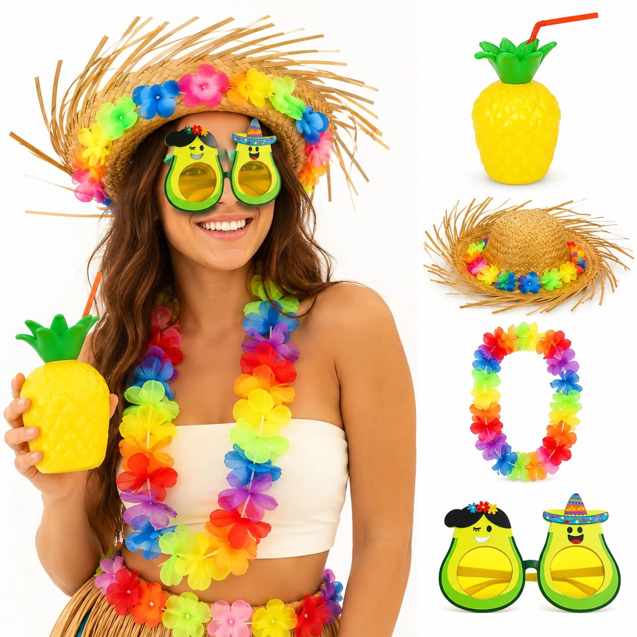 Eğlenceli Hawaii Parti Seti 4 Parça Yaz Etkinlikleri İçin