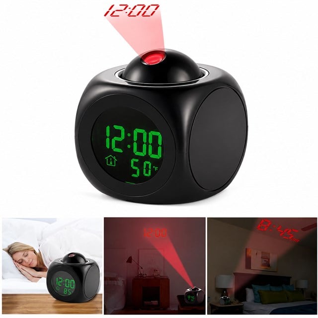 SN-25936 Porjeksiyonlu Ledli Siyah Çalar Saat
