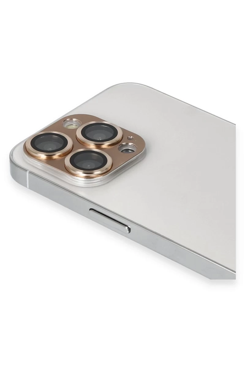 Apple iPhone 13 Pro Max Uyumlu Pers Alüminyum Kamera Lens - Gold