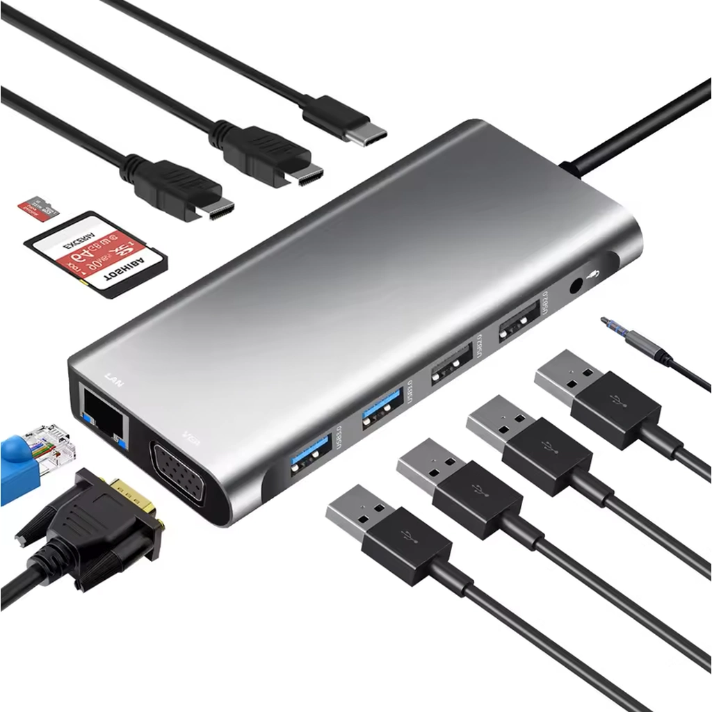 Çoklu Bağlantı İmkanları ile 12 İn 1 Type-C Adaptör