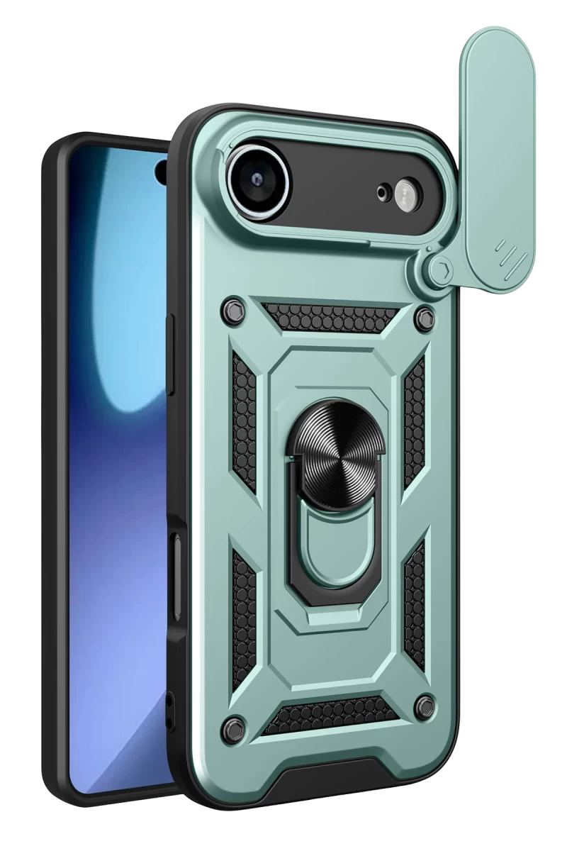 Apple iPhone 17 Air Uyumlu Pars Lens Yüzüklü Silikon - Yeşil