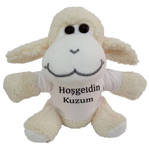 Sevimli Peluş Kuzu 24 cm Tişörtlü Hediye