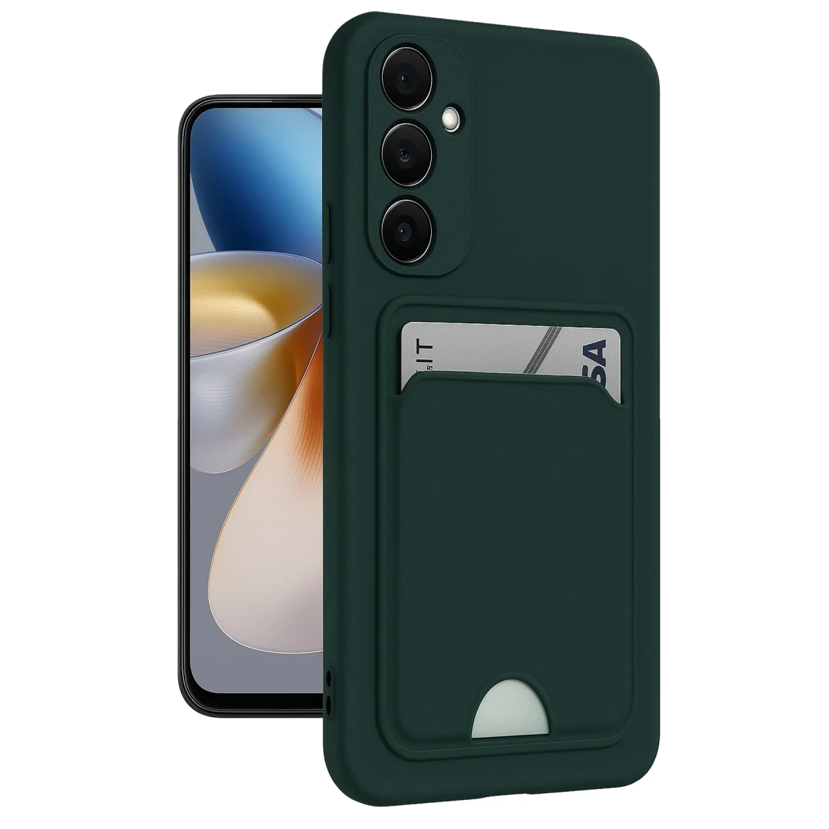 Samsung Galaxy A26 Kılıf Kelvin Kartvizitli Silikon - Koyu Yeşil