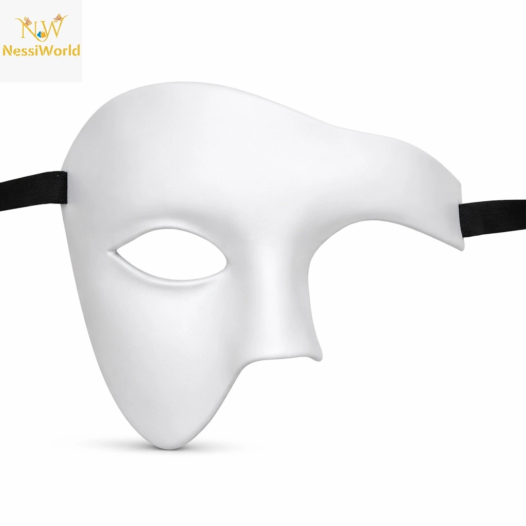 Şık Beyaz Yarım Erkek Maske - Phantom Parti Balo Maskesi