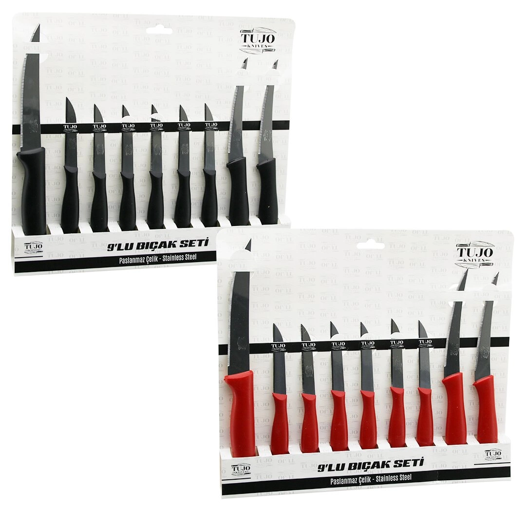 9PCS TIRTIRLI BIÇAK SETİ 1AD 24CM EKMEK 2AD 10CM SEBZE 6AD 6.5CM MEYVE