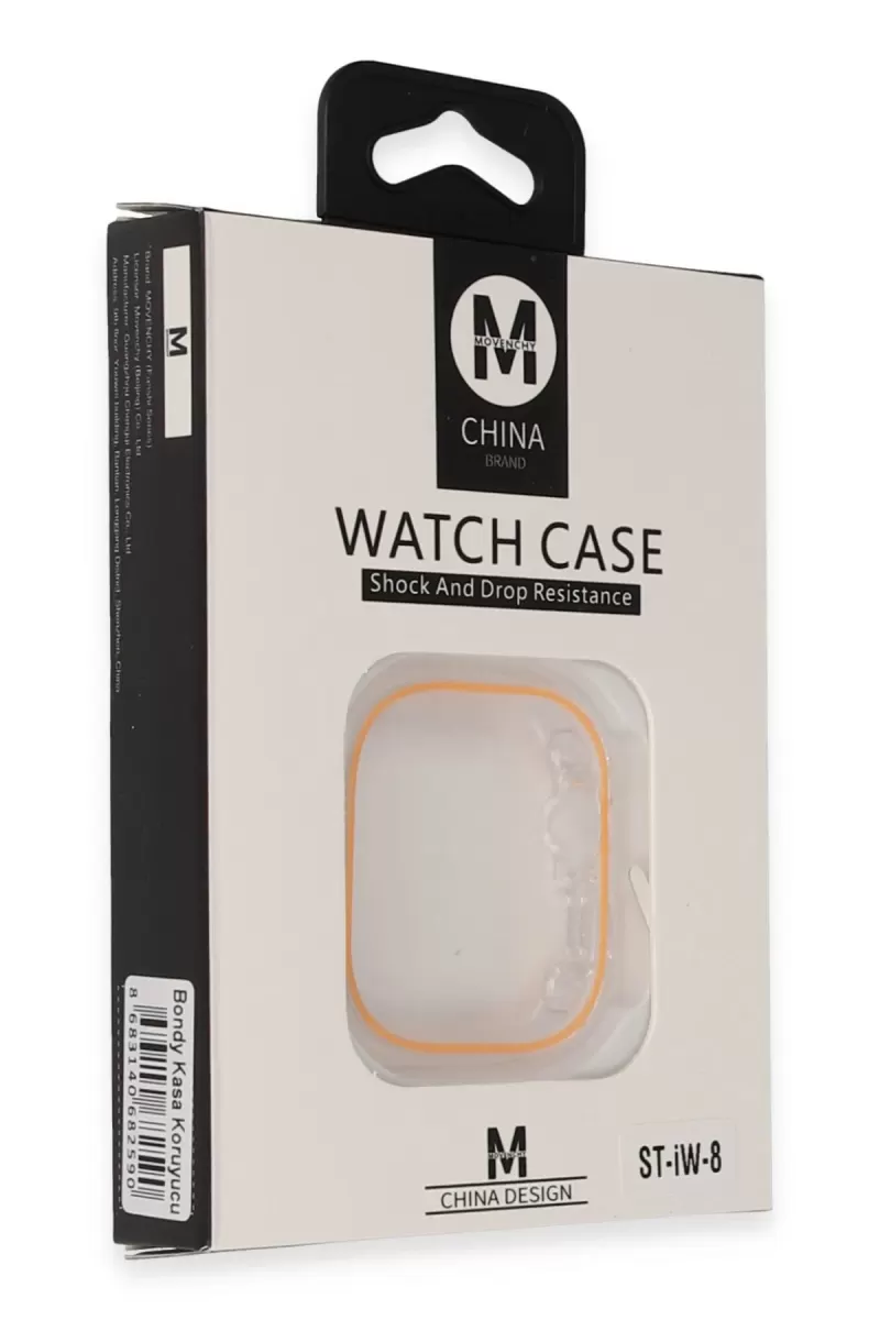Movenchy Apple Watch 45mm Uyumlu Bondy Kasa Koruyucu - Turuncu