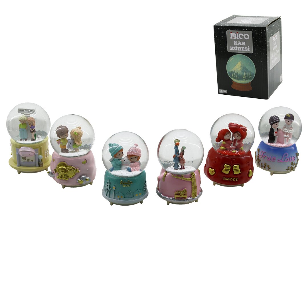 Büyük Boy - 10CM Pilli - Işıklı Müzikli Kar Küresi Cam İnsan Figürlü - Desen Mix Renkli Herhangi Bir Tanesi Gönderilir