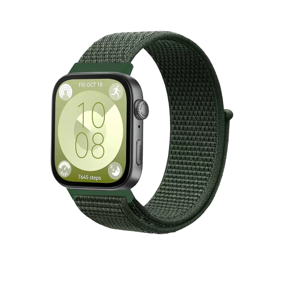 Huawei Fit 4 Hasırlı Cırtcırtlı Kordon - Koyu Yeşil