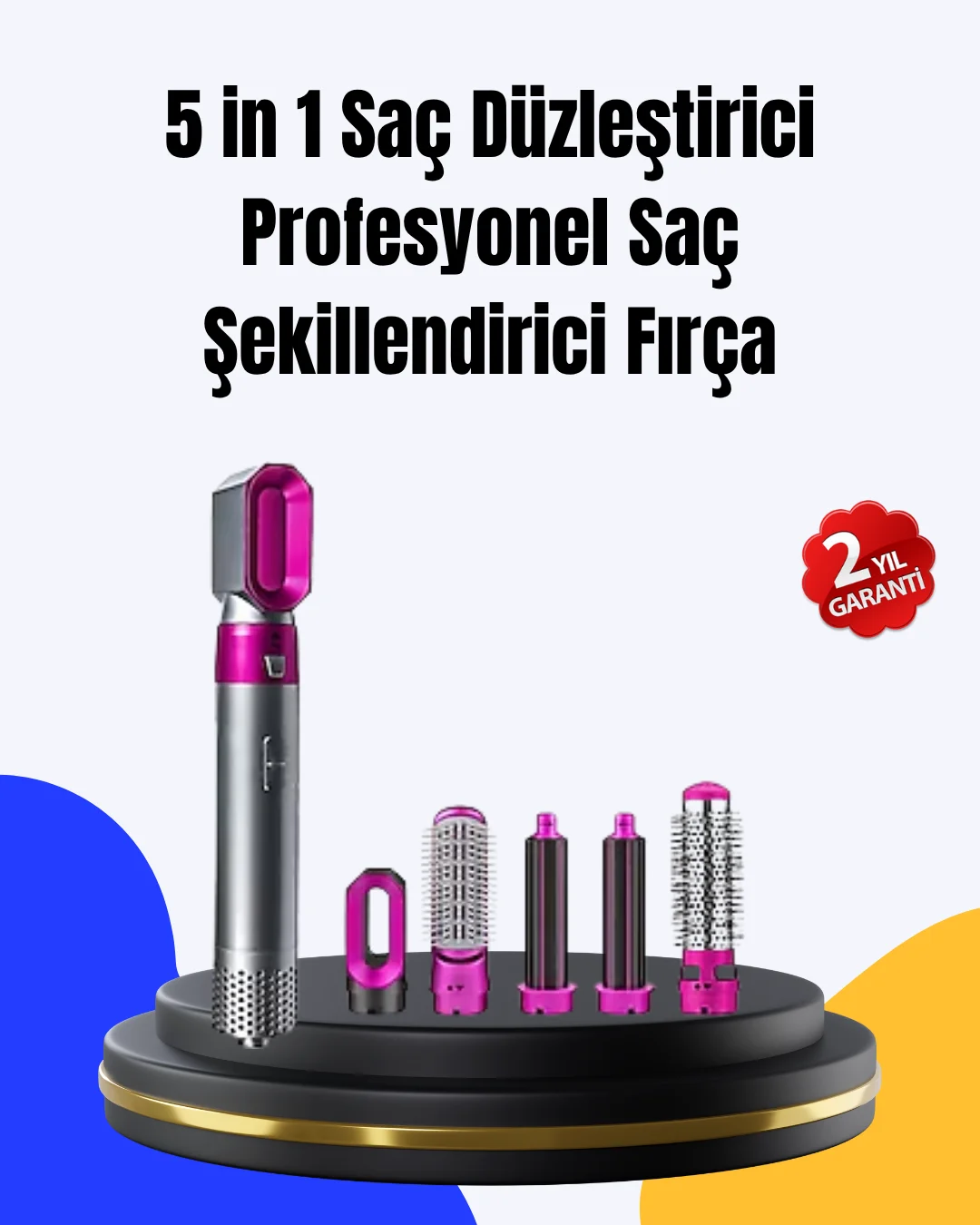 5 Parça Saç Şekillendirme Seti Düzleştirme Dalga ve Bukle Yapma