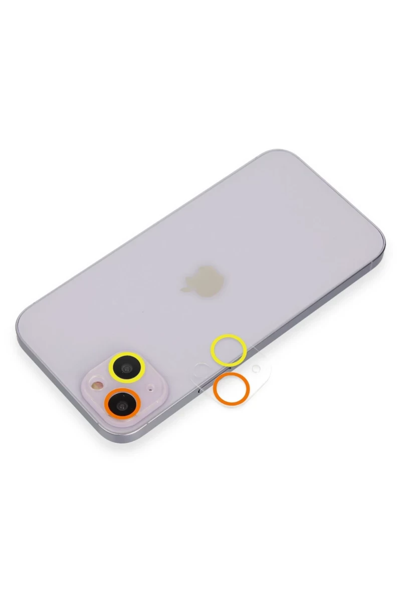 Apple iPhone 13 Mini Uyumlu Renkli Kamera Lens Koruma Cam - Sarı-Turuncu