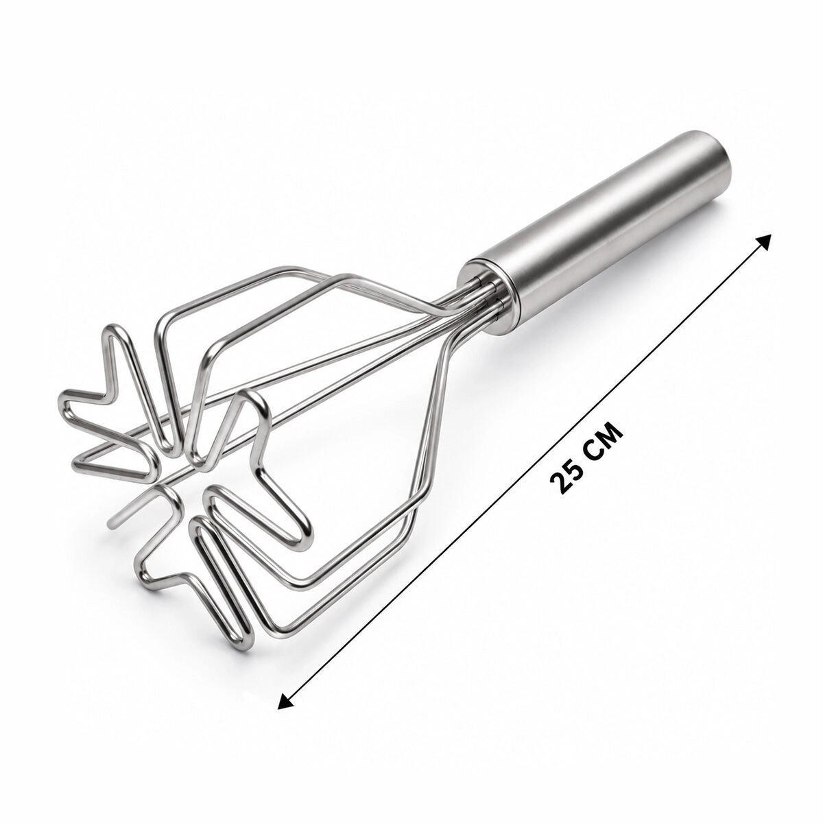 Şık Kalp Şekil Metal Patates Ezici 9 cm Çap 26 cm Uzunluk