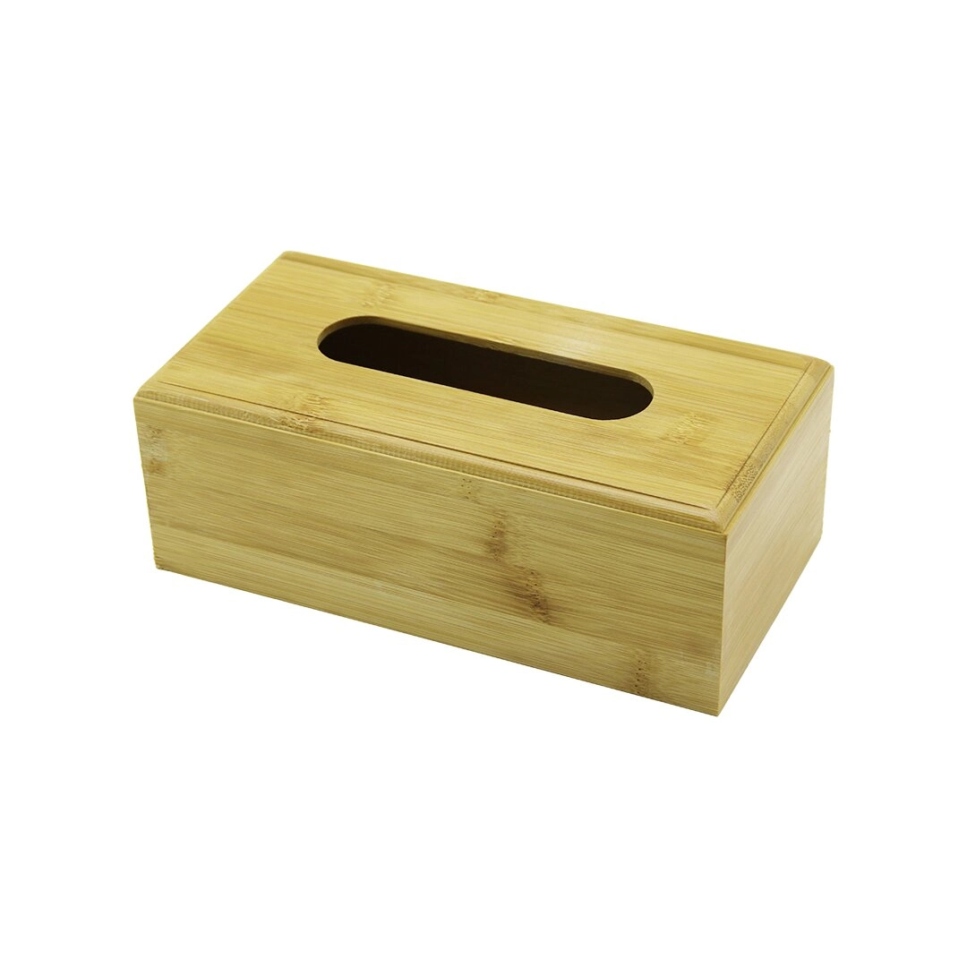 Şık Ahşap Bambu Peçetelik Kutu 11.6x22.8cm Alt Kapaklı