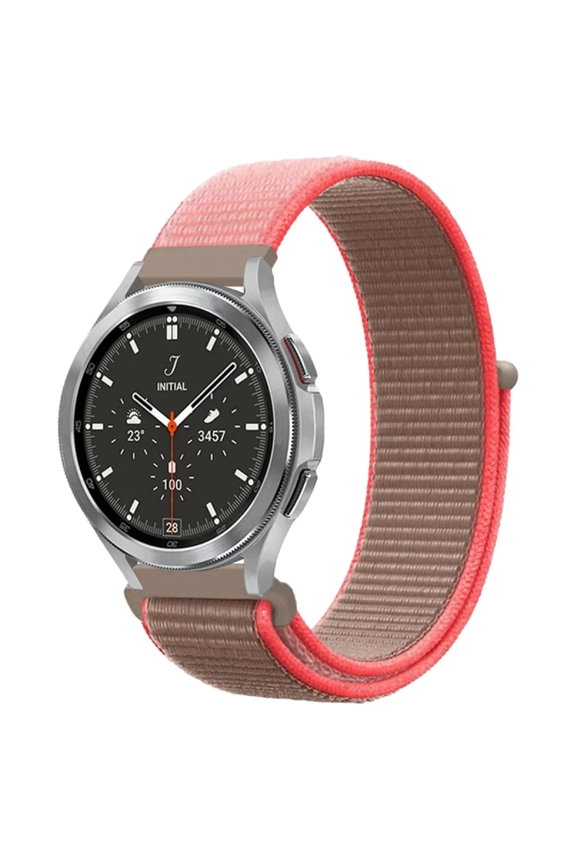 Watch 22mm Uyumlu Hasırlı Cırtcırtlı Kordon - Pembe