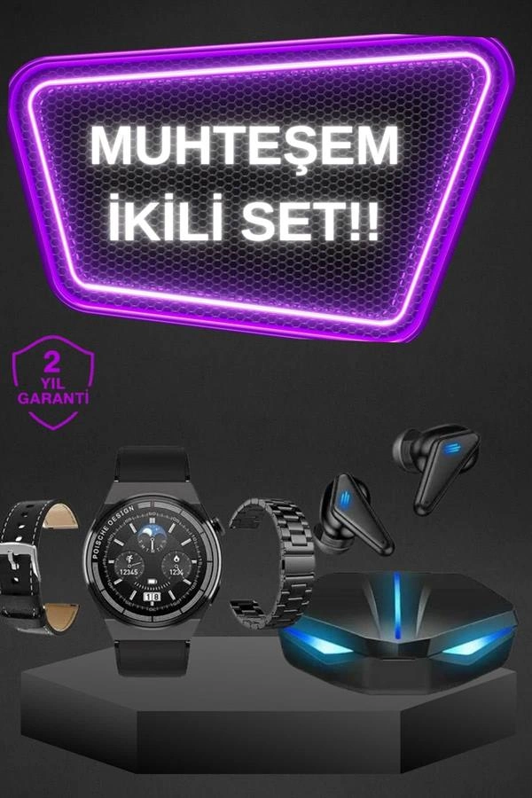 Dokunmatik Ekranlı Akıllı Saat ve Bluetooth Kulaklık Seti
