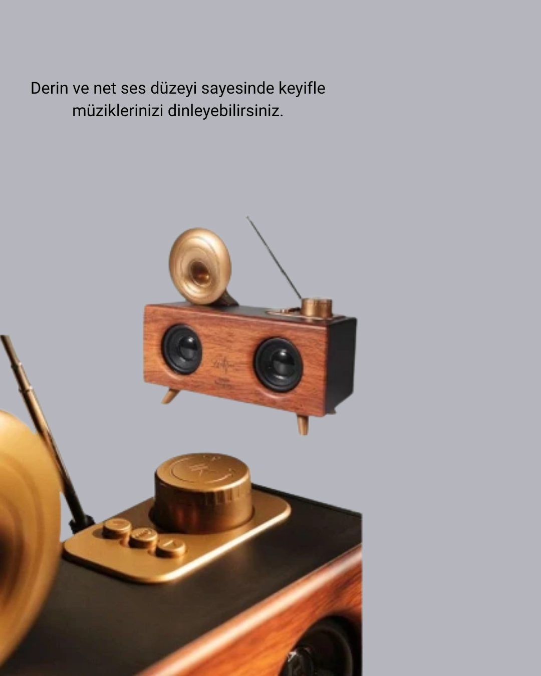 Retro Tasarımlı Bluetooth Hoparlör 1800mAh AUX USB SD Kart