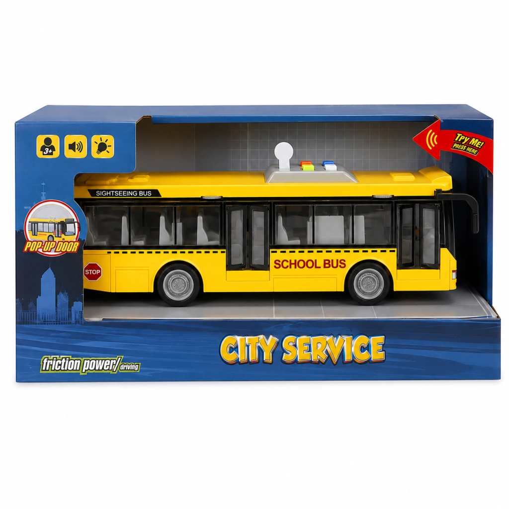 Sesli Işıklı Şehir Otobüsü 26 cm 1:16 Ölçekli Oyun Aracı