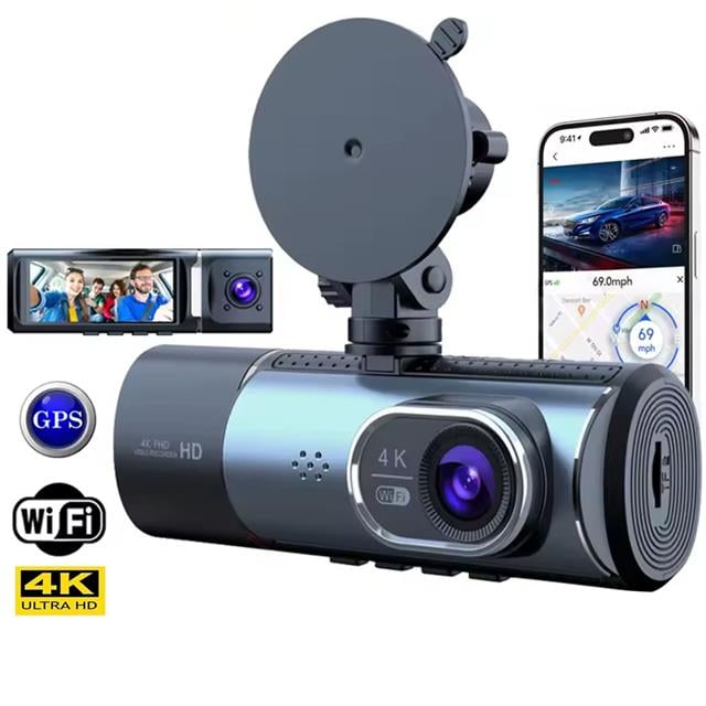 PM-27086 3.16’’ Tft Ekran Çift Kameralı Gps Modüllü Hd Araç Kamerası Dvr (128gb Destekli)