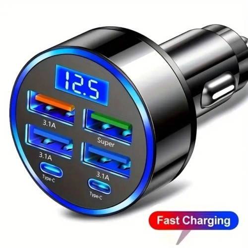 Hızlı Araç Şarj Cihazı 6 Port USB Type-C Çıkışlı