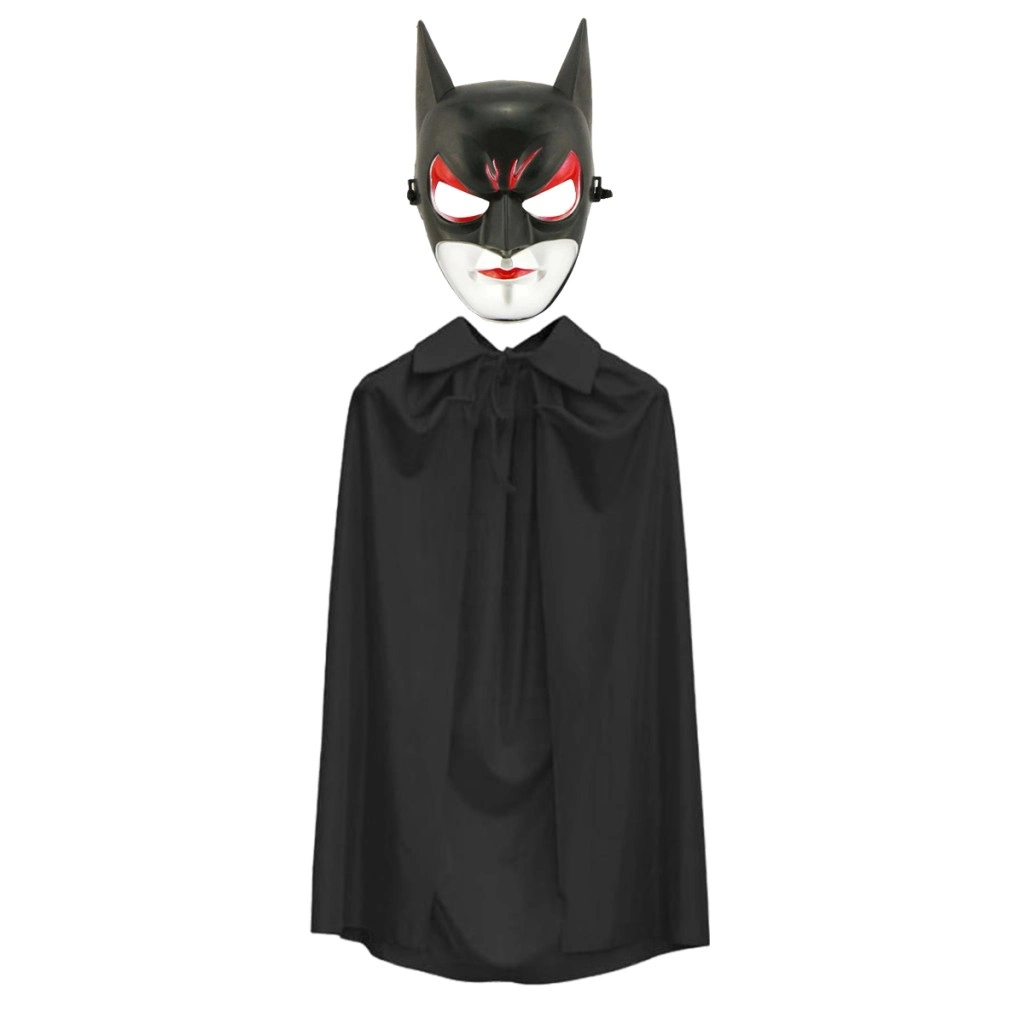 Cat Woman Batman Pelerini ve Maskesi 90 cm Siyah Set