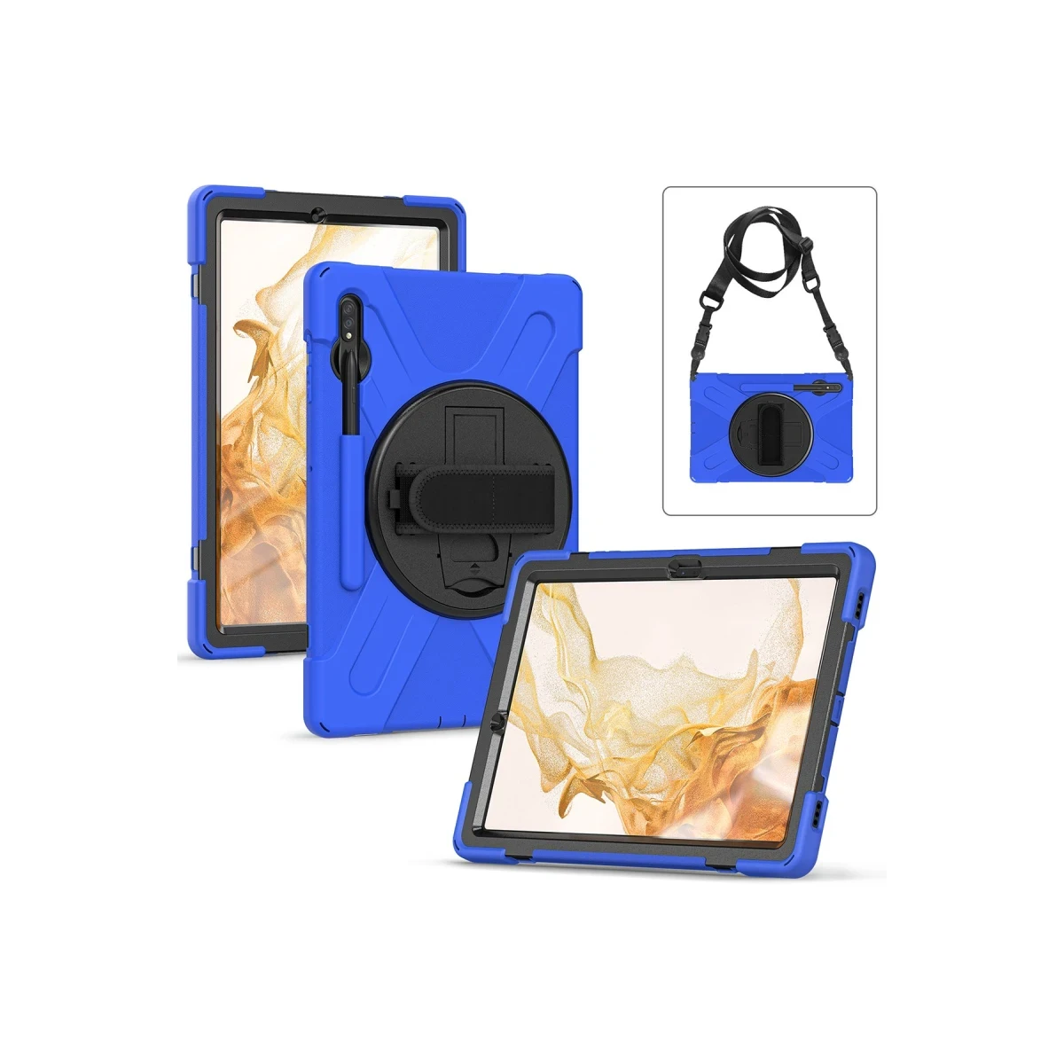 Samsung Galaxy T737 Tab S7 FE 12.4 Kılıf Amazing Tablet Kapak - Mavi