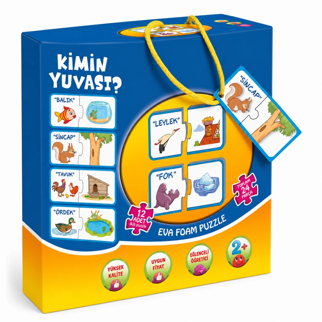 Eğlenceli 2'li Kimin Yuvasi Puzzle Kutulu