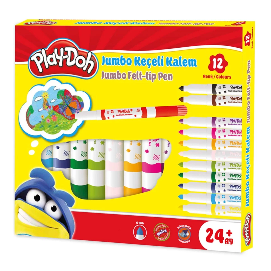 Jumbo Keçeli Kalem 12'li Set 6 mm Renkli Çizim Malzemesi