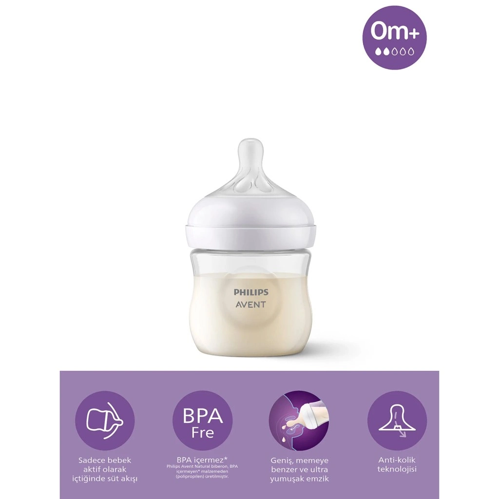 Biberon 125 ml Doğal Tepkili 0+ İçin