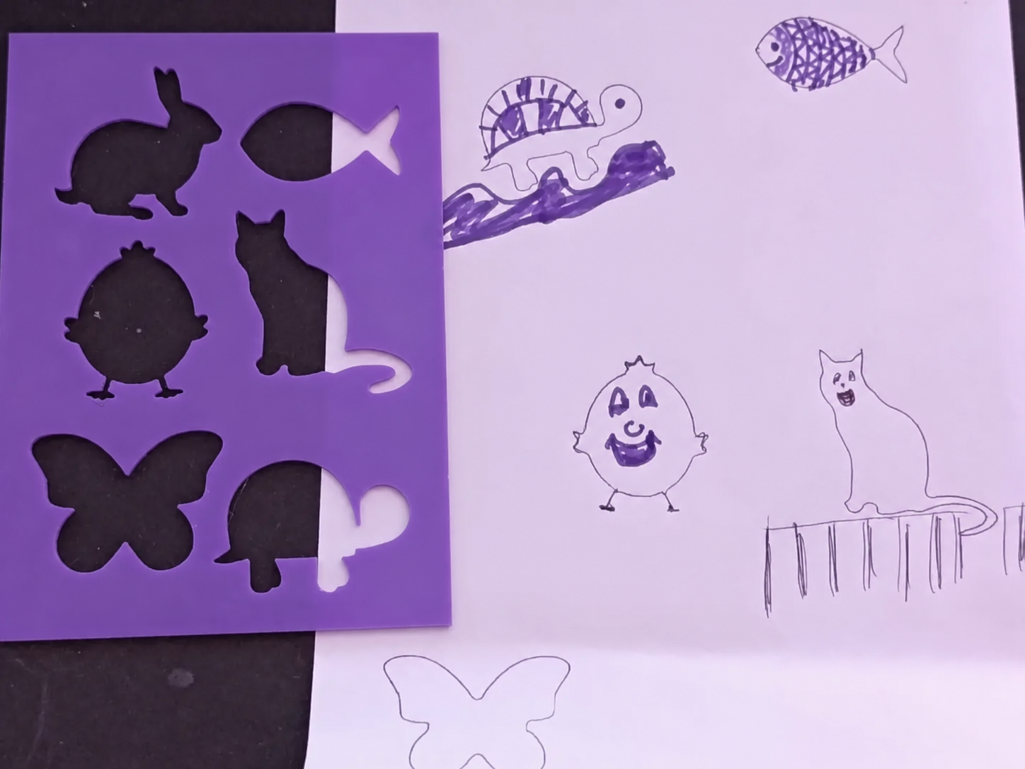 3D Baskı Hayvan Figürleri Çizim Şablonu - Çoklu Desen Kalıbı - Mor