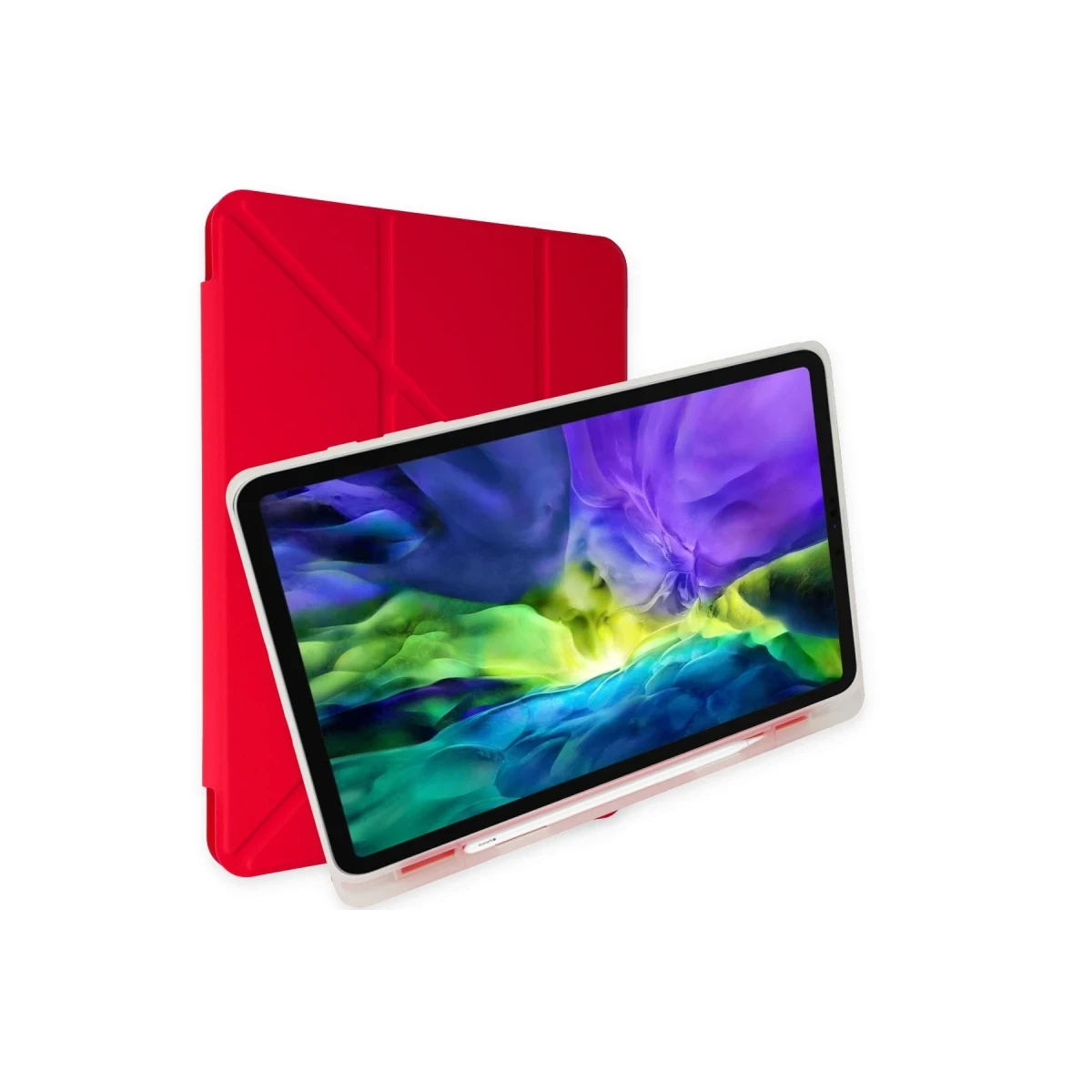 Apple iPad 2025 10.9 10.Nesil (A16) Kılıf Kalemlikli Mars Tablet Kılıfı - Kırmızı