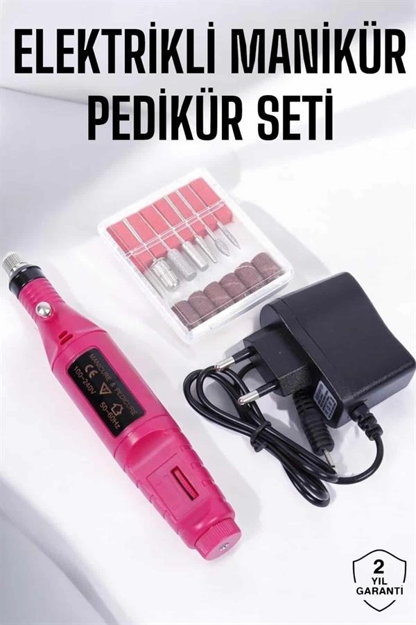 Ergonomik Elektrikli Tırnak Törpü Seti 1 Adet Manikür Pedikür