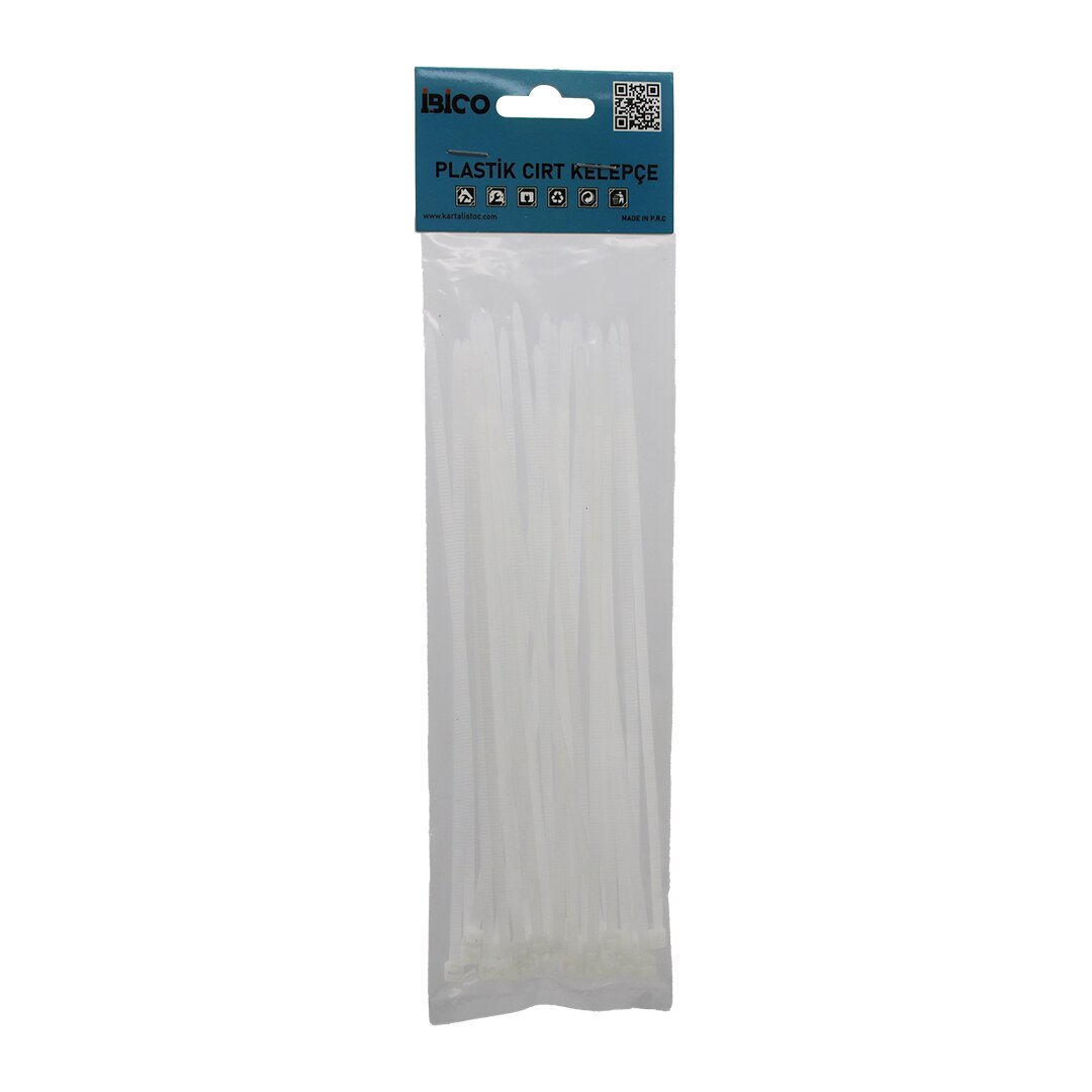 25PCS Beyaz 3.6X200MM Plastik Cırt Kelepçe